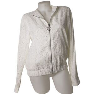KENDALL & KYLIE White Eyelet Lace Zip Front Jacket Womens Size Small